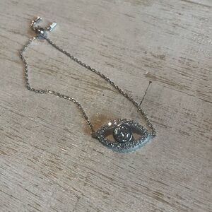 1ct Solid Silver Evil Eye Adjustable Moissanite Bracelet